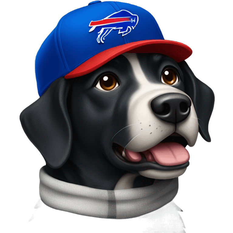 Black dog in buffalo bills hat emoji