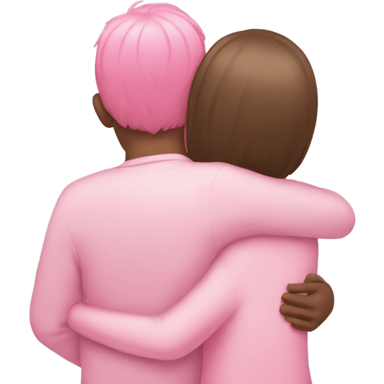 pink pastel guy and girl hugging each other back view emoji