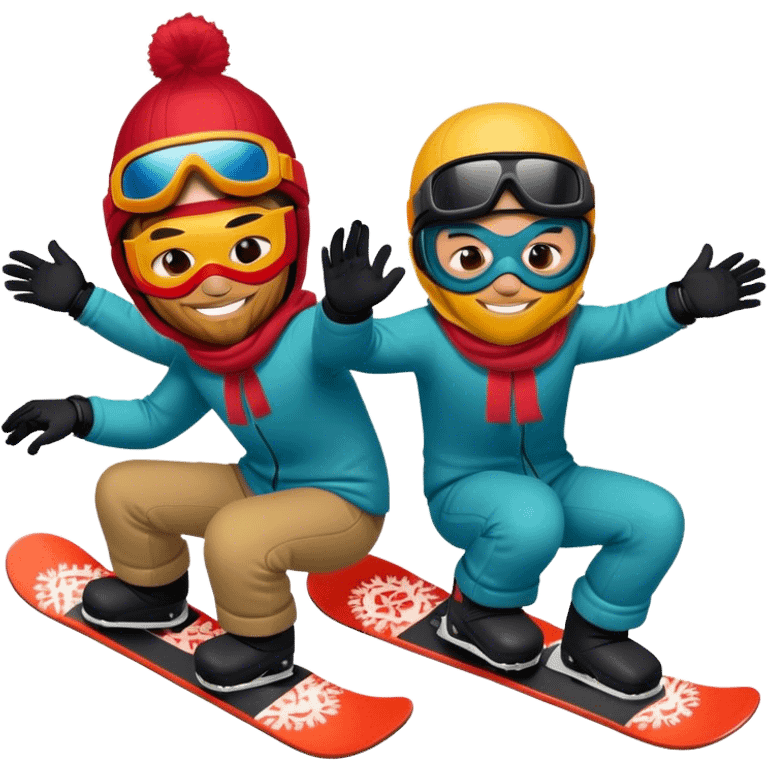 2 guys masks snowboarding birthday emoji