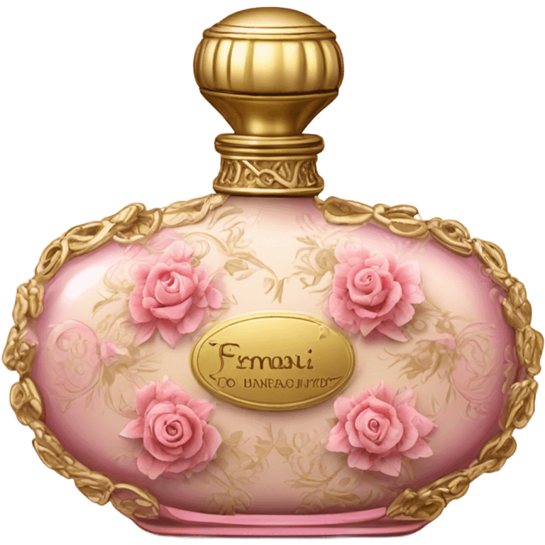 Gold and pink vintage French style perfume bottle with flowers  emoji