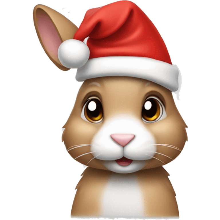 Bunny wearing a Santa hat emoji