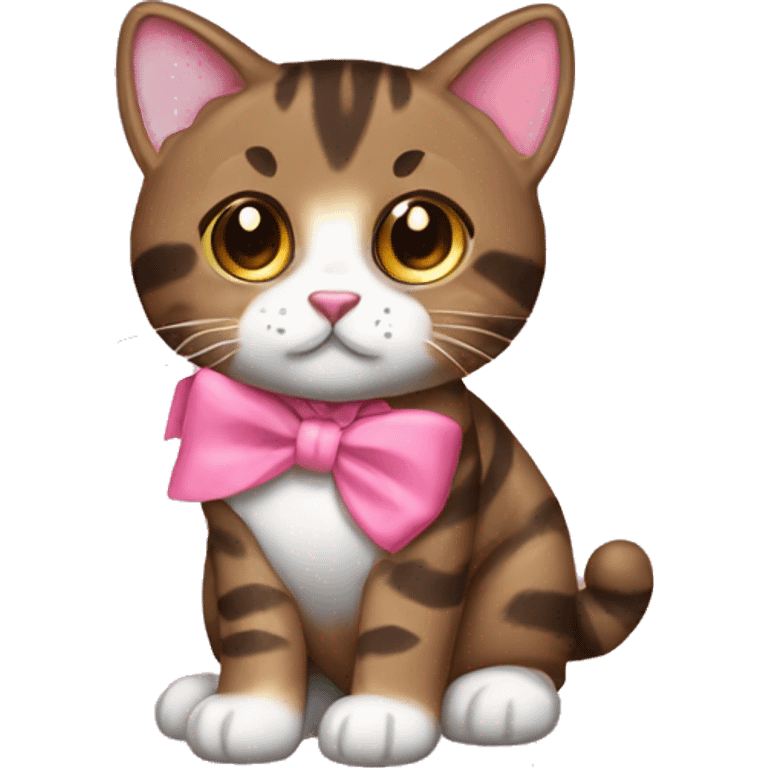  dark brown tabby pink bow emoji