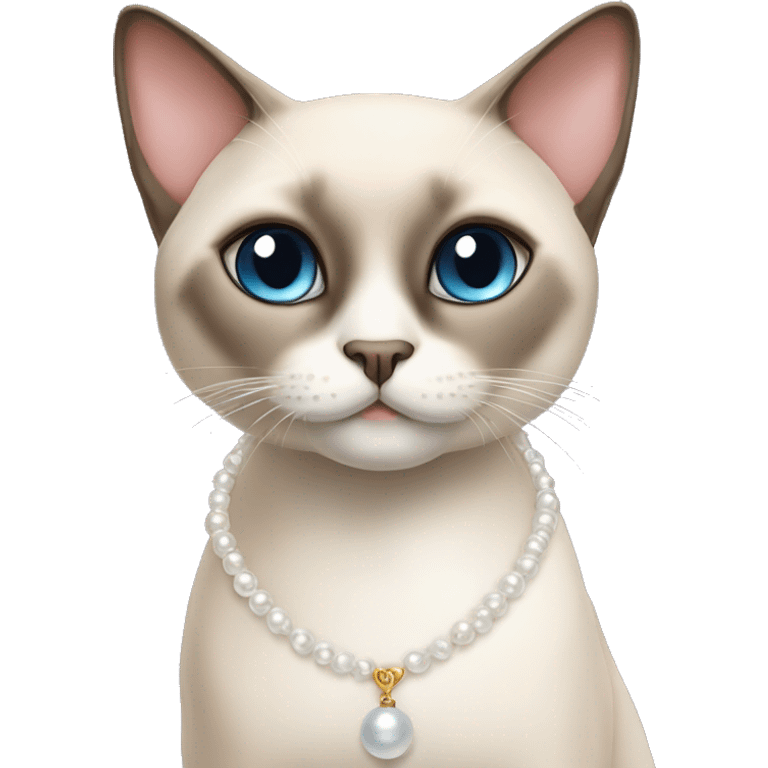 cute siamese cat with pearl necklace emoji