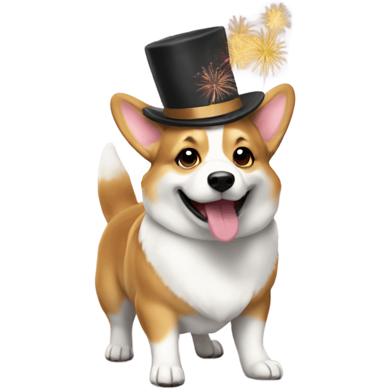 New year party corgi with hat emoji