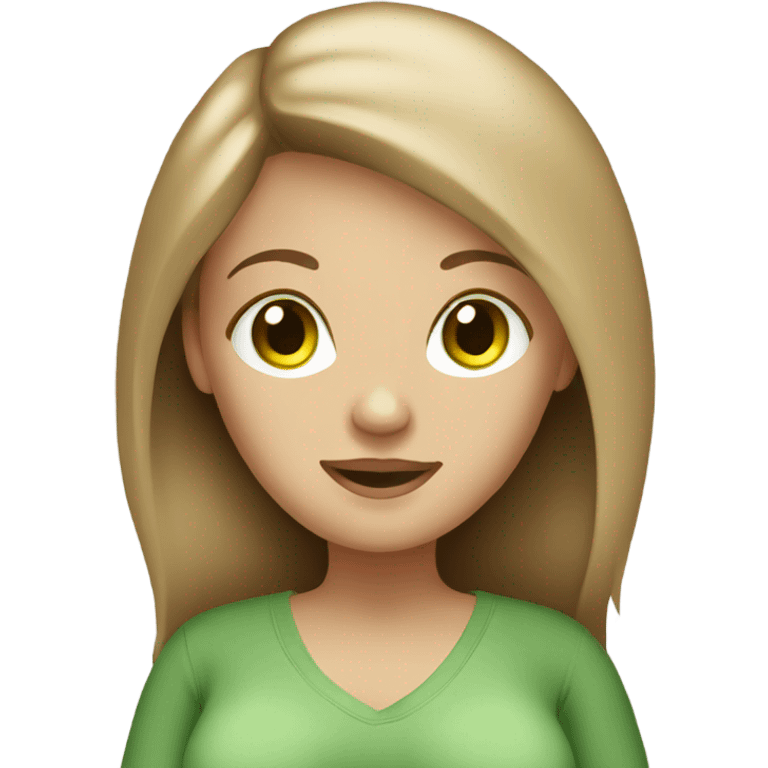 Women pregnant light brown dark blonde hair green eyes emoji