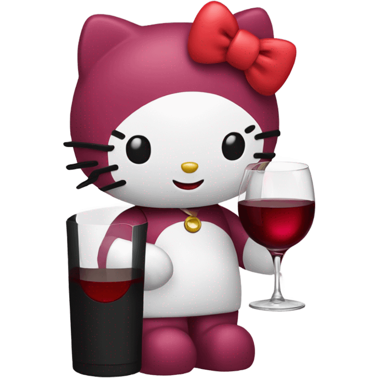 Hello Kitty drinking red wine emoji