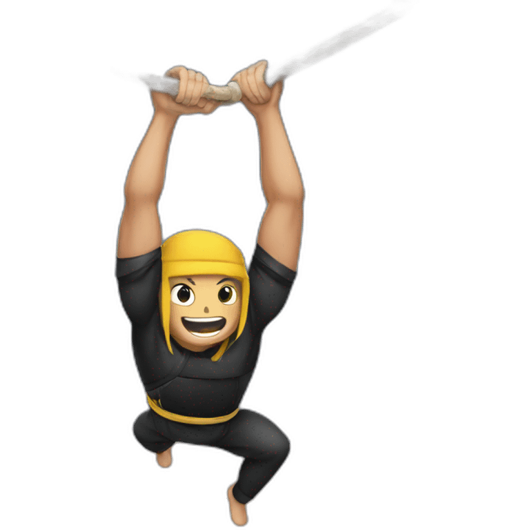 Ninja Warrior athlete, hanging from rings emoji