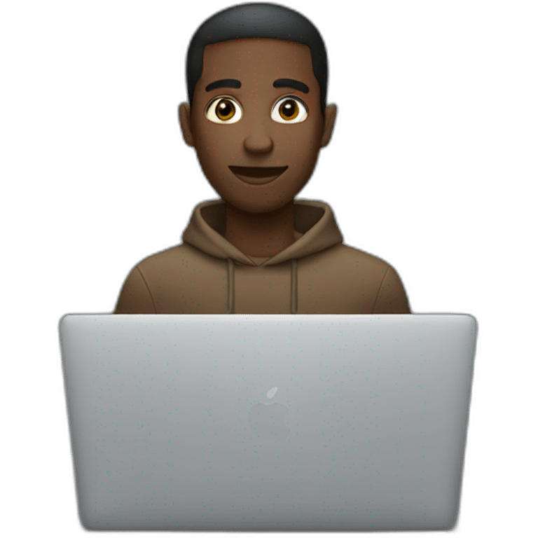 black man behind macbook emoji