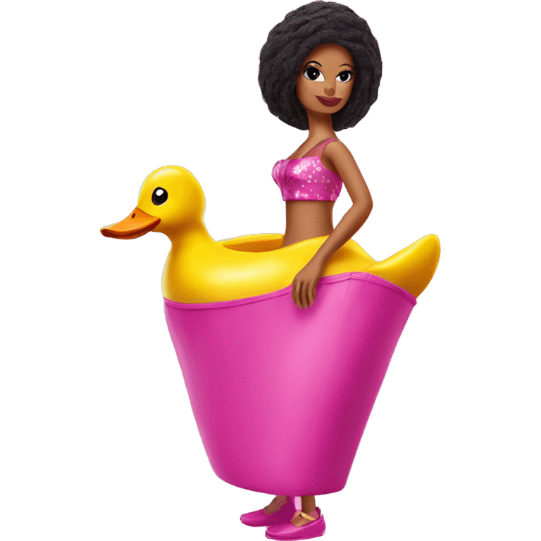 rubber duck in a barbie costume emoji