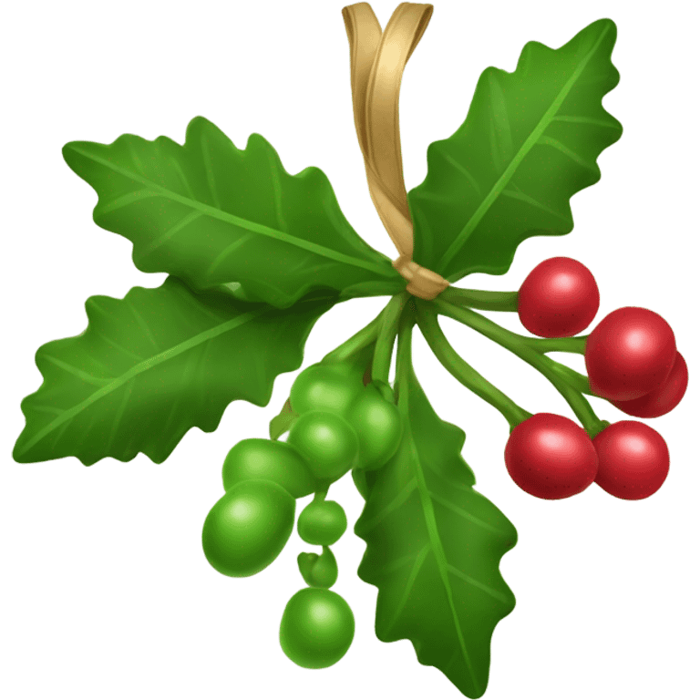 mistletoe with berries hanging from a bow emoji