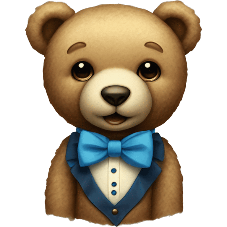 Aesthetic vintage teddy bear with a blue bow tie emoji