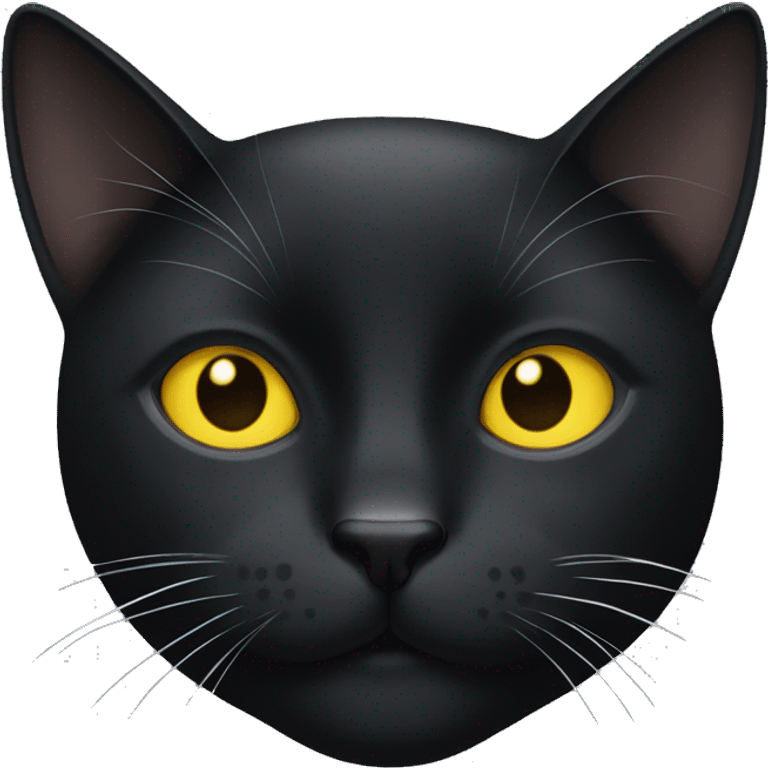 Black cat with a small white dot spot on it’s chin with yellow eyes emoji