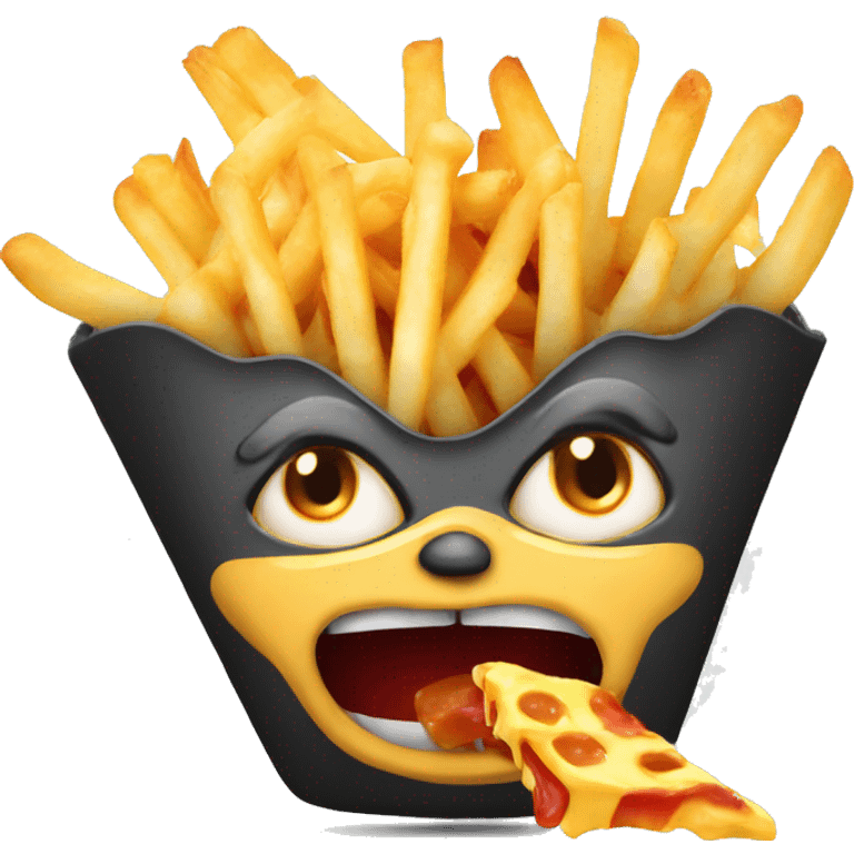 evil emoji eating cheese fries emoji