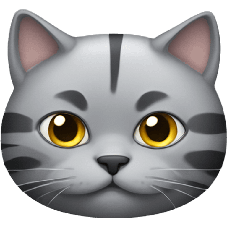 Grey fat cat but the grey have some black stripes  emoji