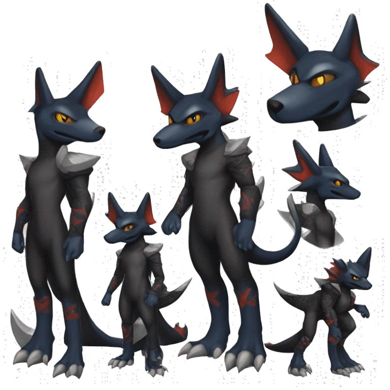 Black Cool Edgy Nargacuga-Garchomp-Houndoom-Sergal Fakémon with Edgy markings emoji