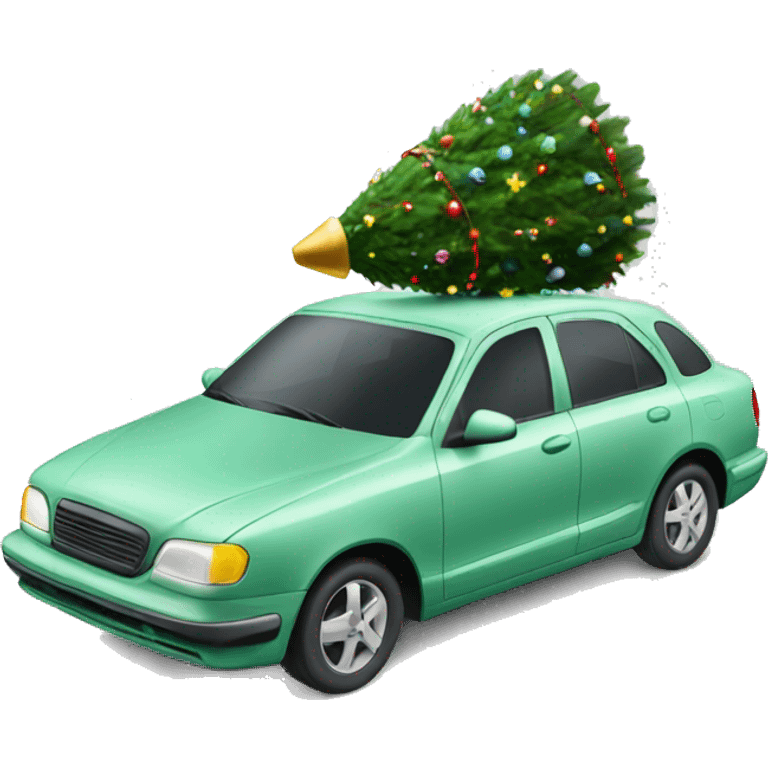 Car with Christmas tree on roof  emoji