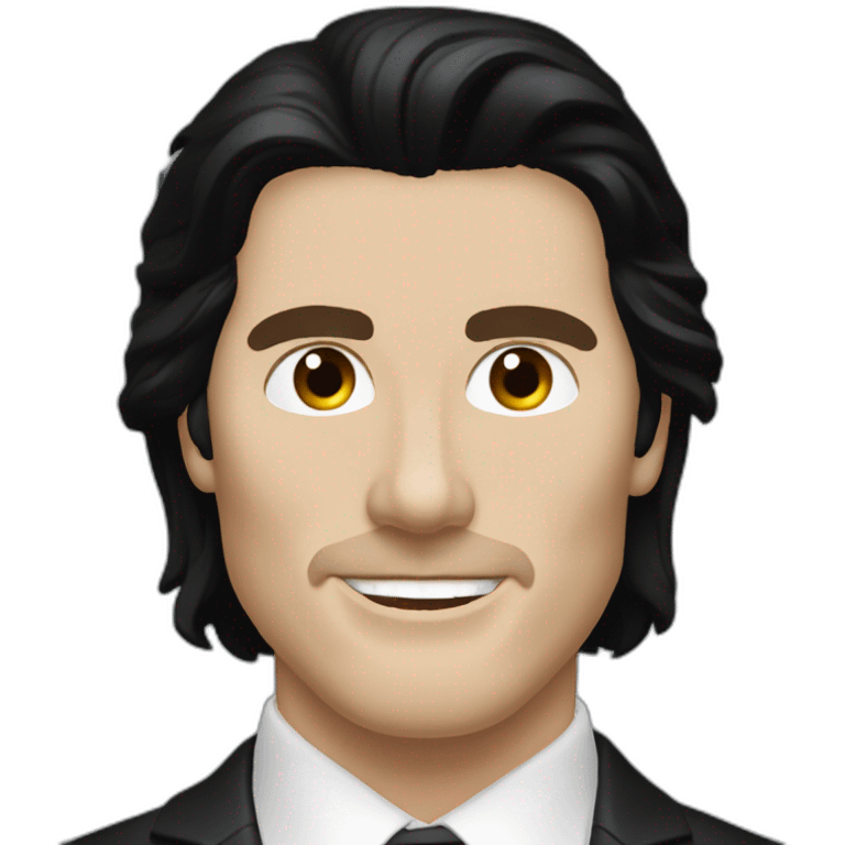 american psycho christian bale, black haired man with a long suite emoji