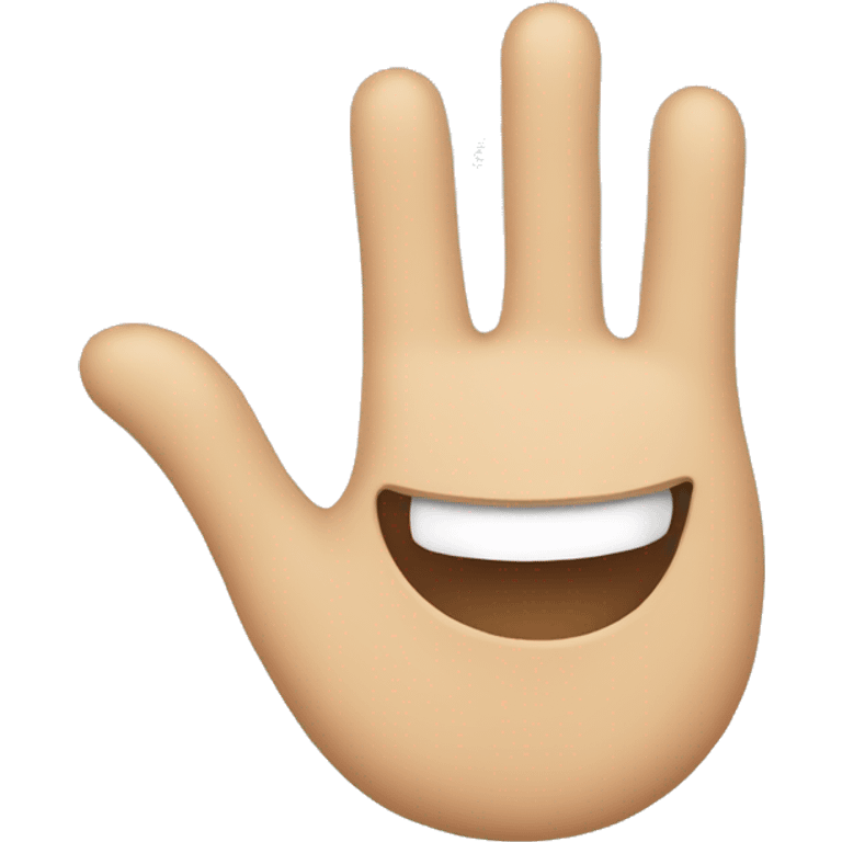 Smile with a hand at the bottom emoji