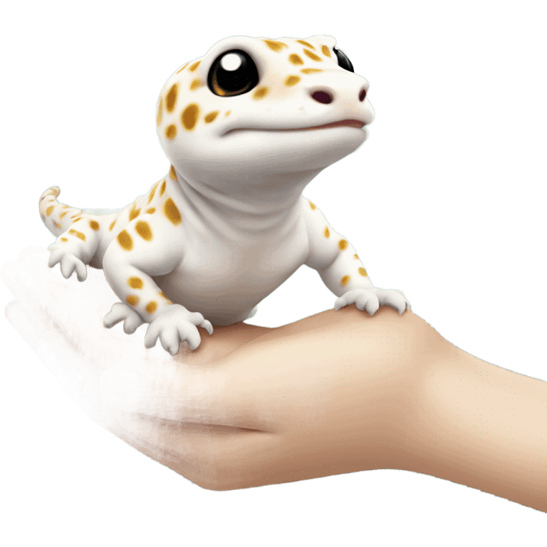 White leopard gecko in hand emoji