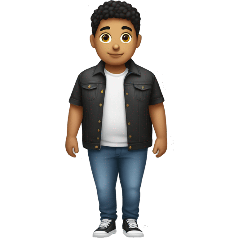 Full body young Hispanic boy that is extremely short and fat with a low taper fade  emoji