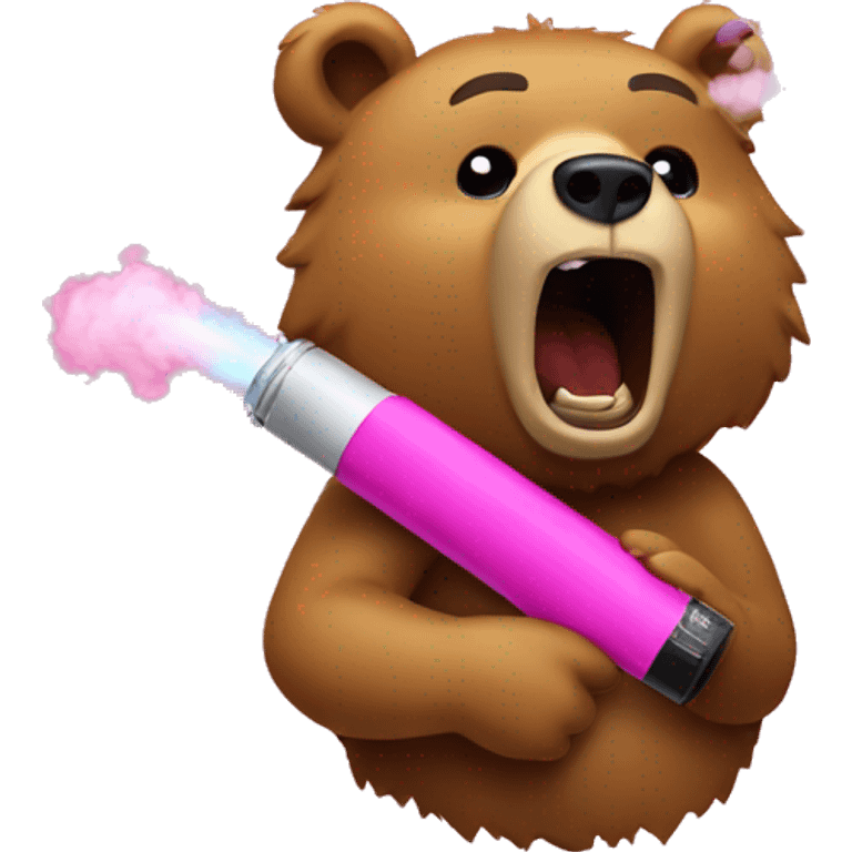 Bear hitting a pink vape emoji