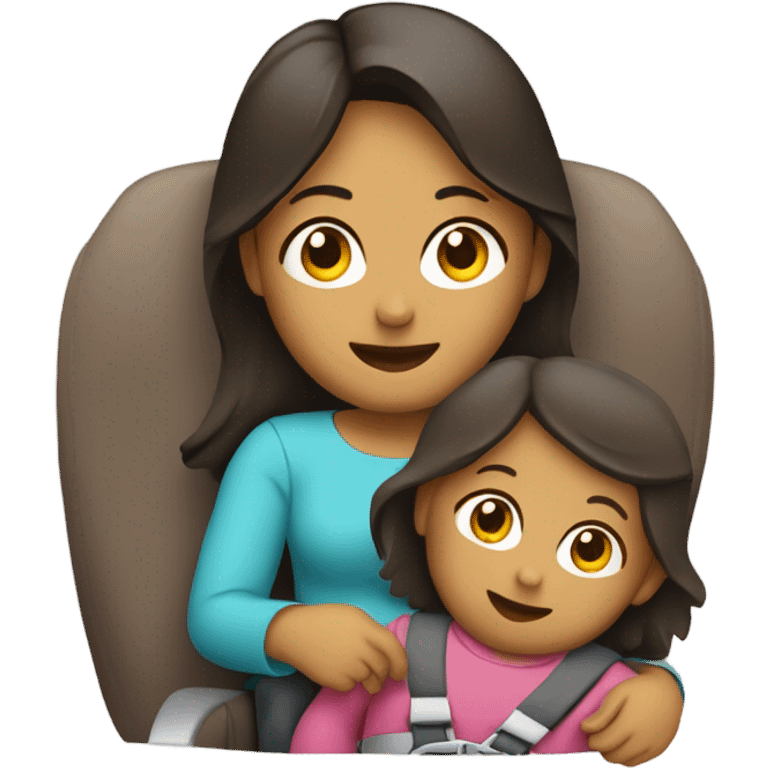 Mom carrying car seat and toddler  emoji