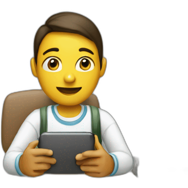 A student working with a iphone in class emoji