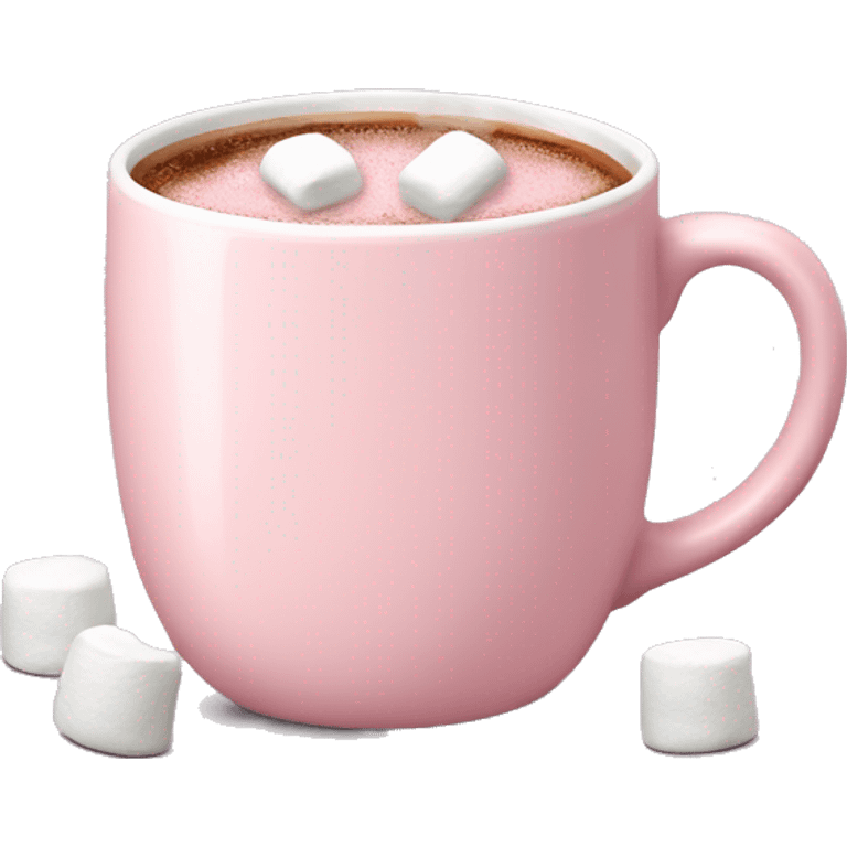 Light Pink mug of hot chocolate with marshmallows  emoji