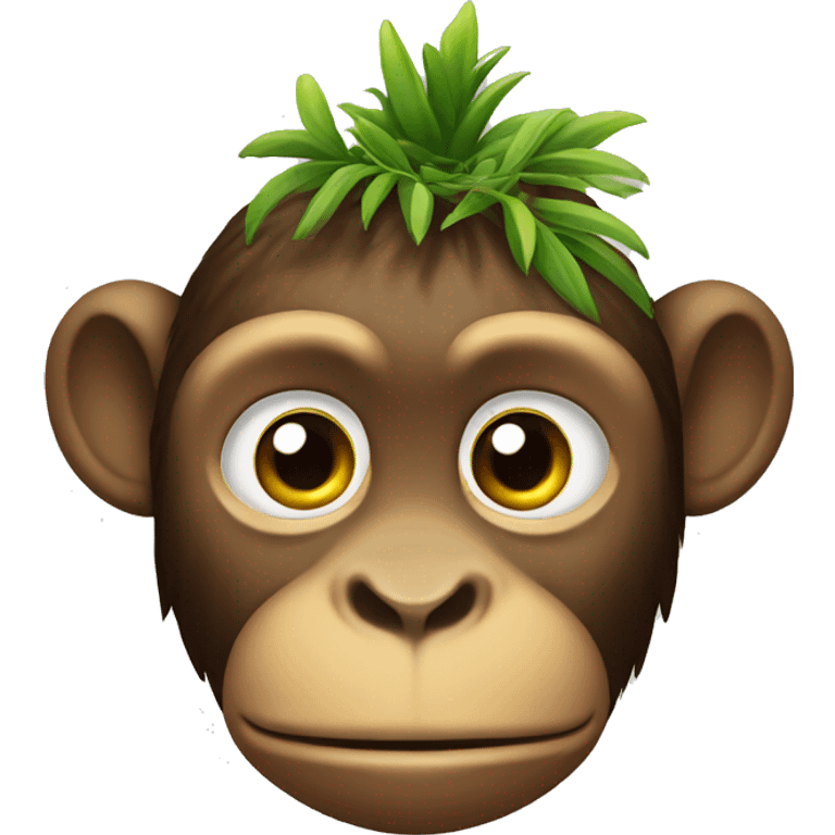 Monkey with pineapple leafs on head emoji