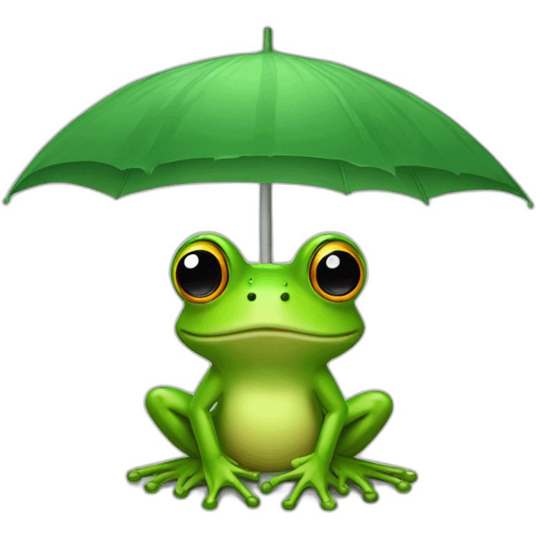 A frog using a mushroom as an umbrella emoji