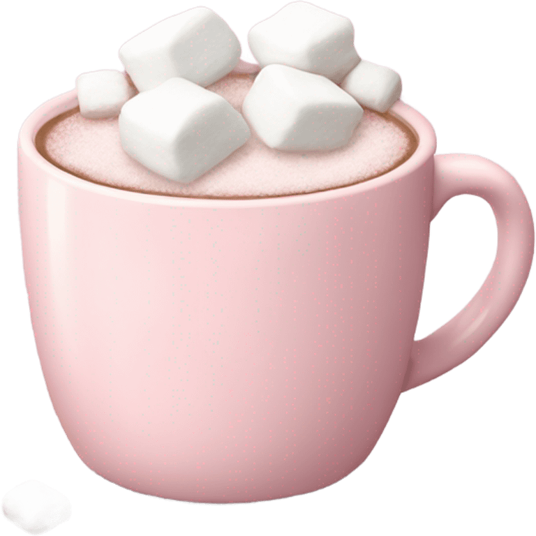 Light Pink mug of hot chocolate with marshmallows  emoji