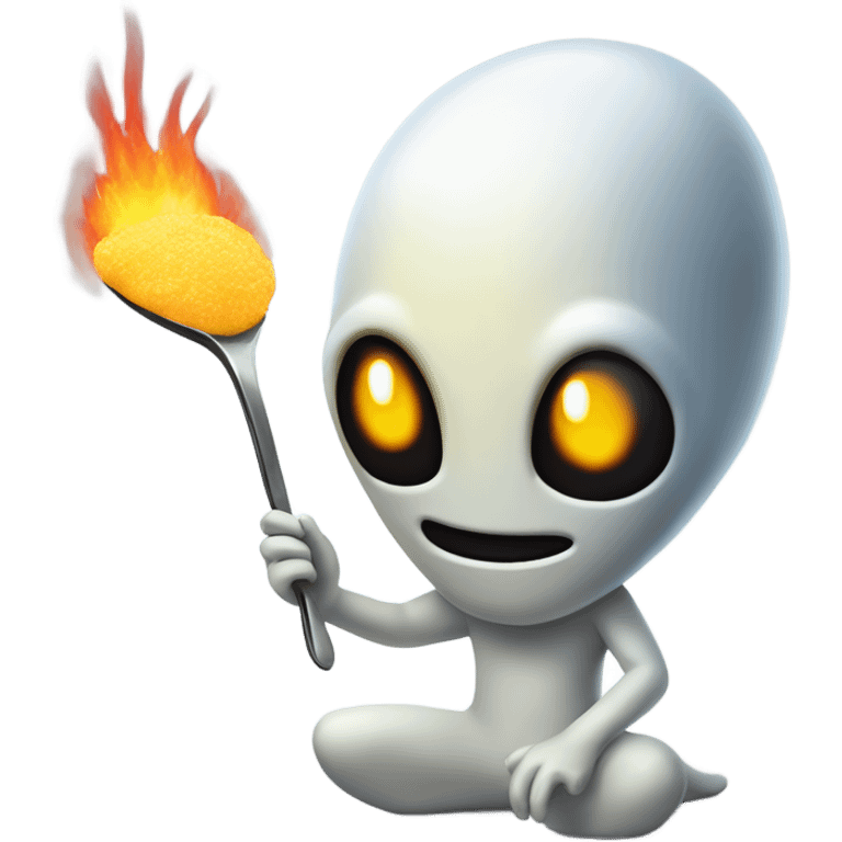 alien burning a spoonful of sugar  emoji