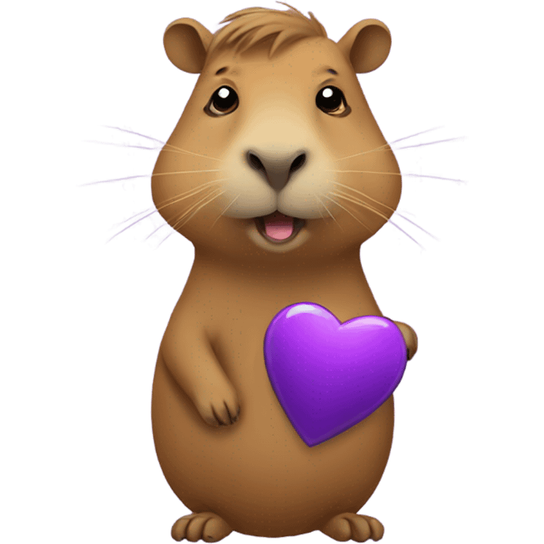 capibara with purple heart emoji