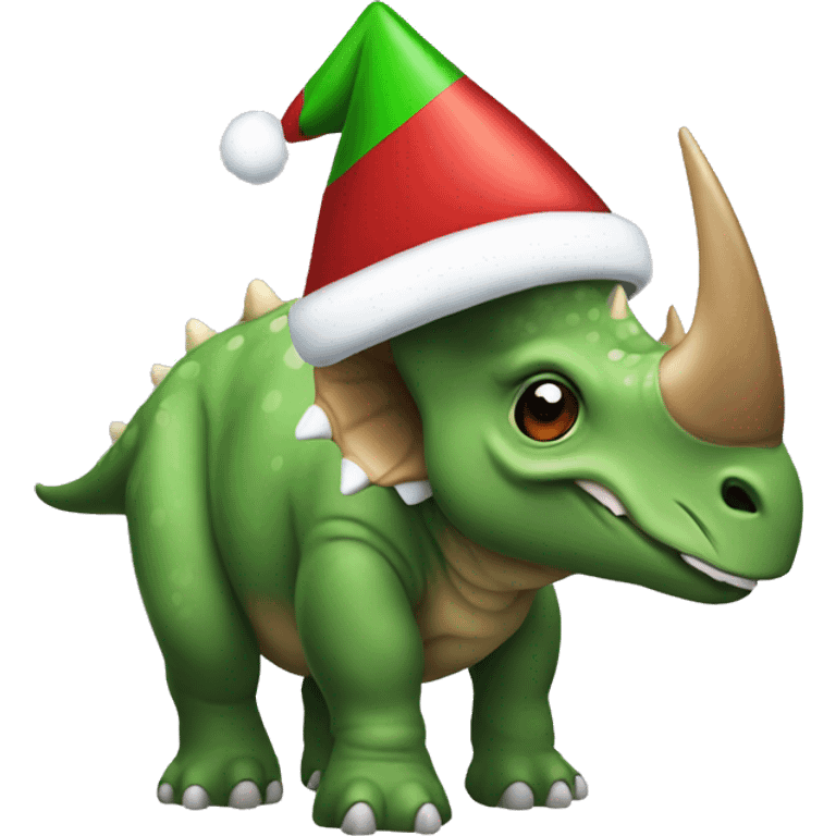 Triceratops with chirstmas hat emoji