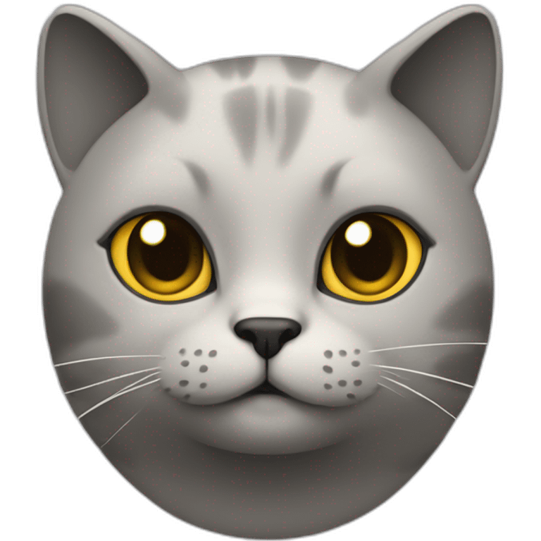 a round-faced cat with a grey beehive and no pattern all over emoji