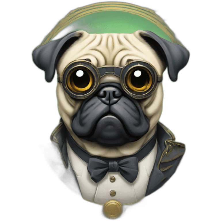 A cyberpunk pug in Art Nouveau style during 1910 emoji