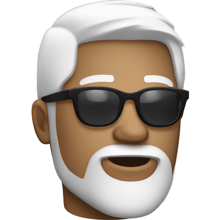 20 yea old looking guy with white hair and round sunglasses, white beard emoji