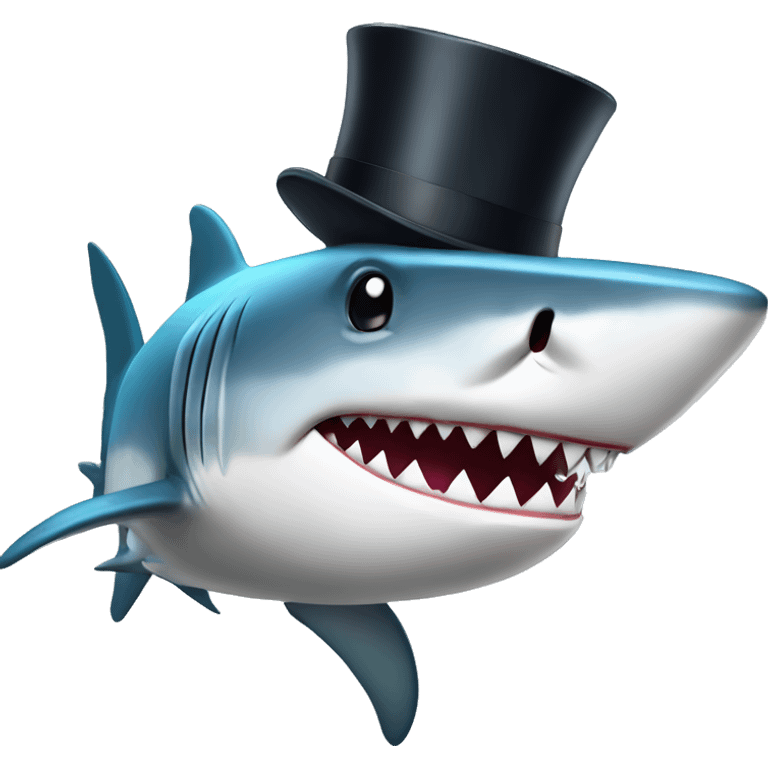 Shark with a top hat emoji