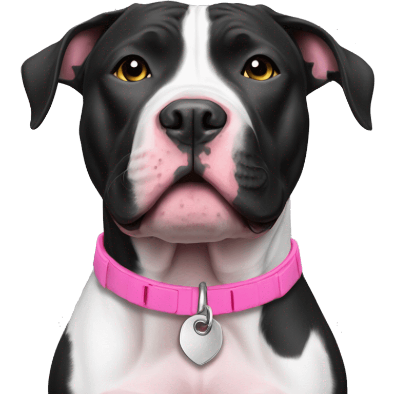 Black and white pit bull pink collar emoji