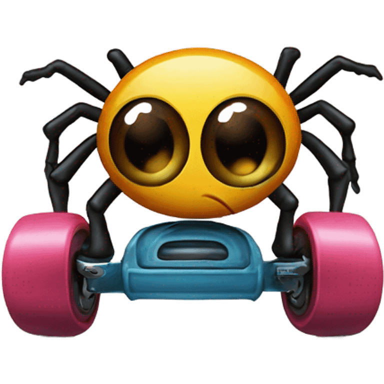 Spider on roller skates sticking tongue out emoji