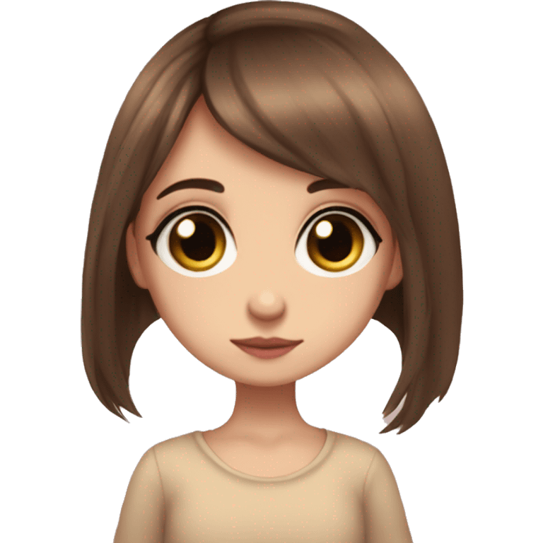 Tatarka beautiful girl long brown hair and bunny big eyes coquette aesthetic  emoji