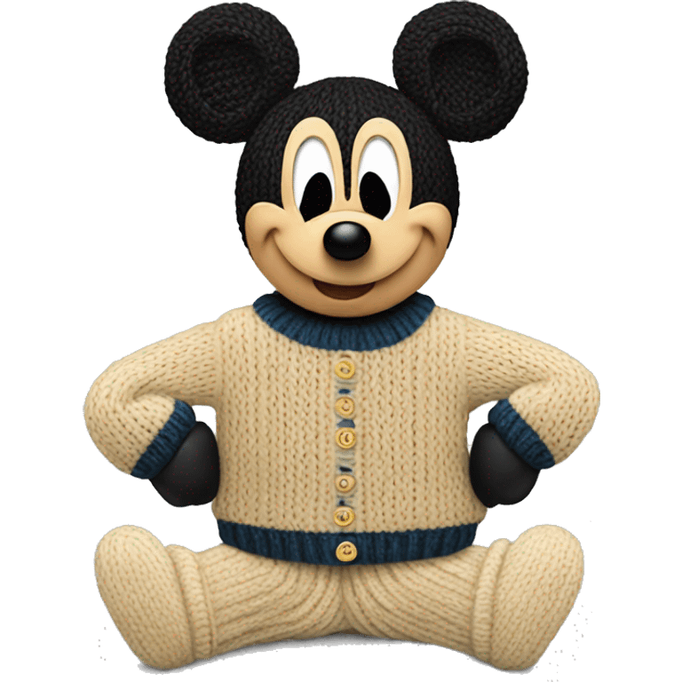 Mickey Mouse knitting a sweater emoji