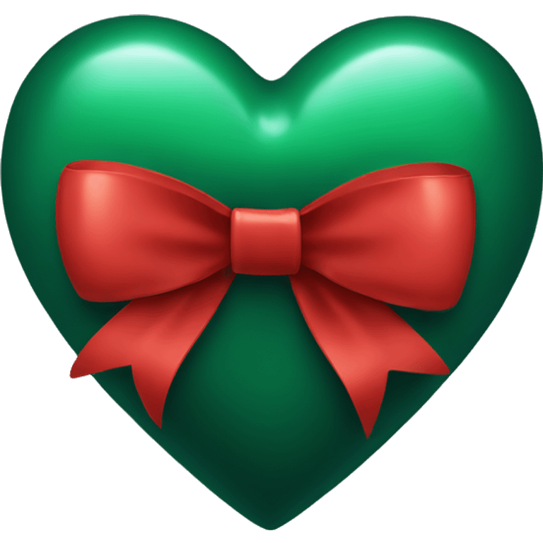 dark green heart with red bow  emoji