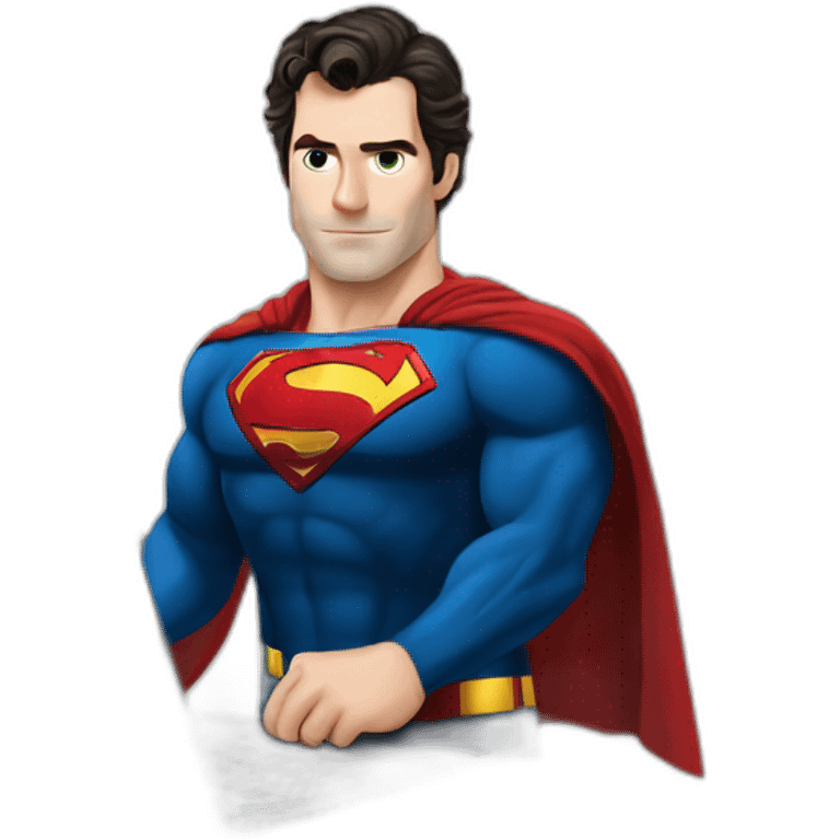 henry cavill super man using a laptop emoji