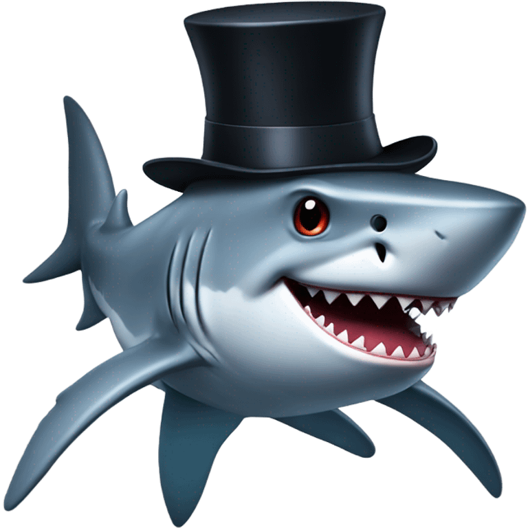 Shark with a top hat emoji