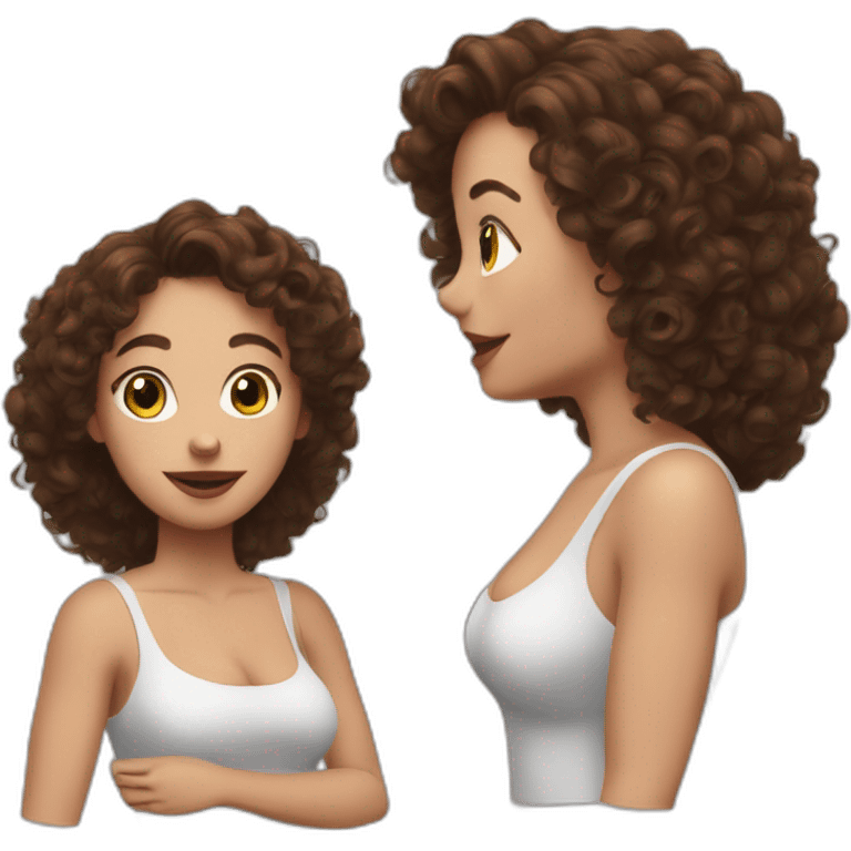 white woman-designer with brown curly hair, wears Off Shoulder Batwing Tank makes heart with her hands emoji