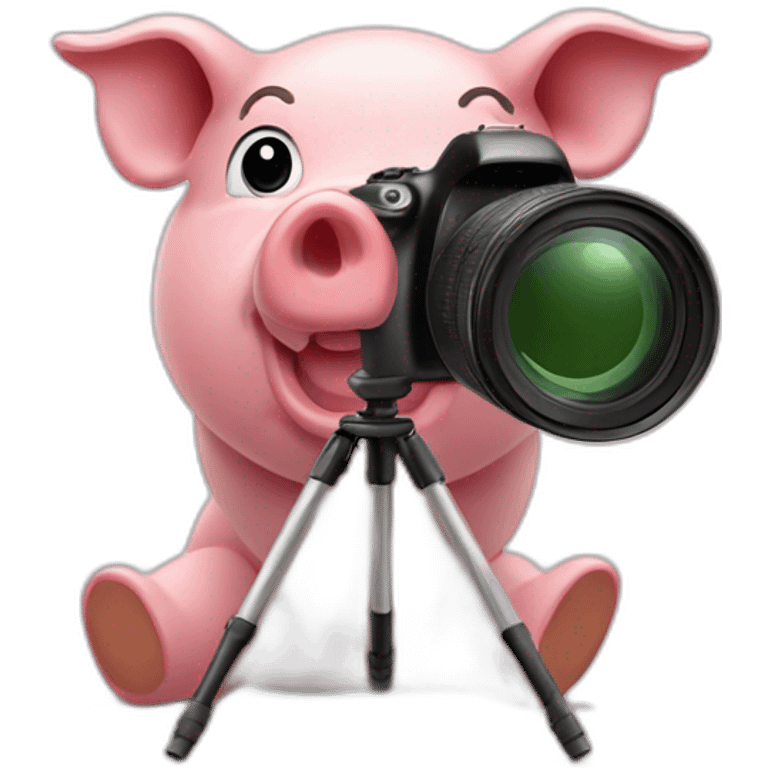 pig taking photos with a tripod emoji