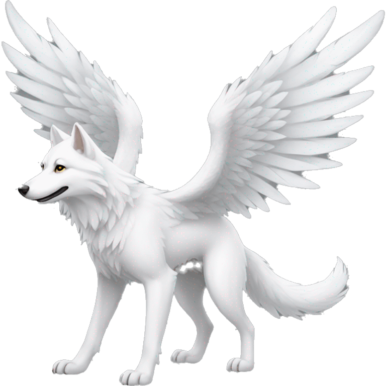 White Winged Wolf full body emoji