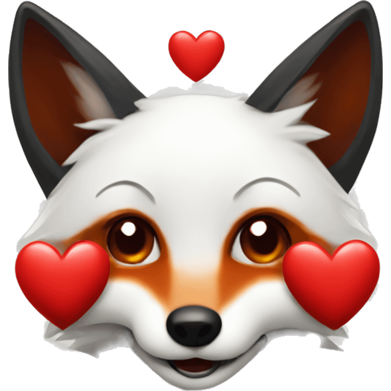 dark red fox face with tiny red heart instead of eyes emoji