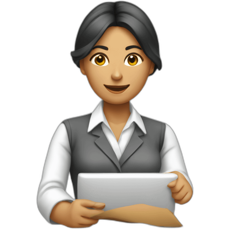 Mujer trabajando en una oficina bancaria emoji